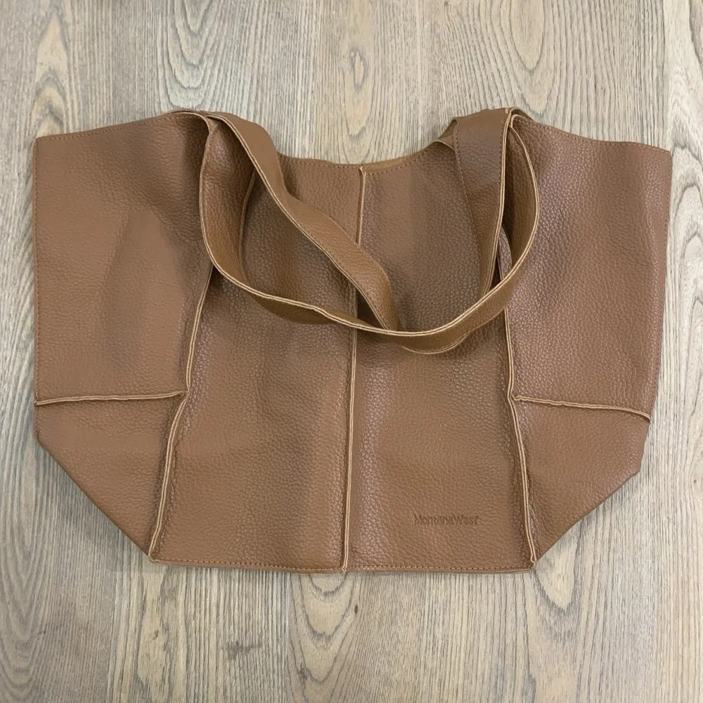 Montana West Brown Pebbled Hobo Shoulder Bag Logo Womens Purse Strap